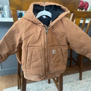 Brown Hooded Jacket with Logo